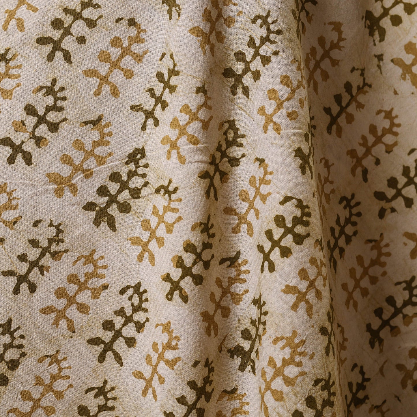 Beige - kutch batik cotton fabric 75 - handcrafted