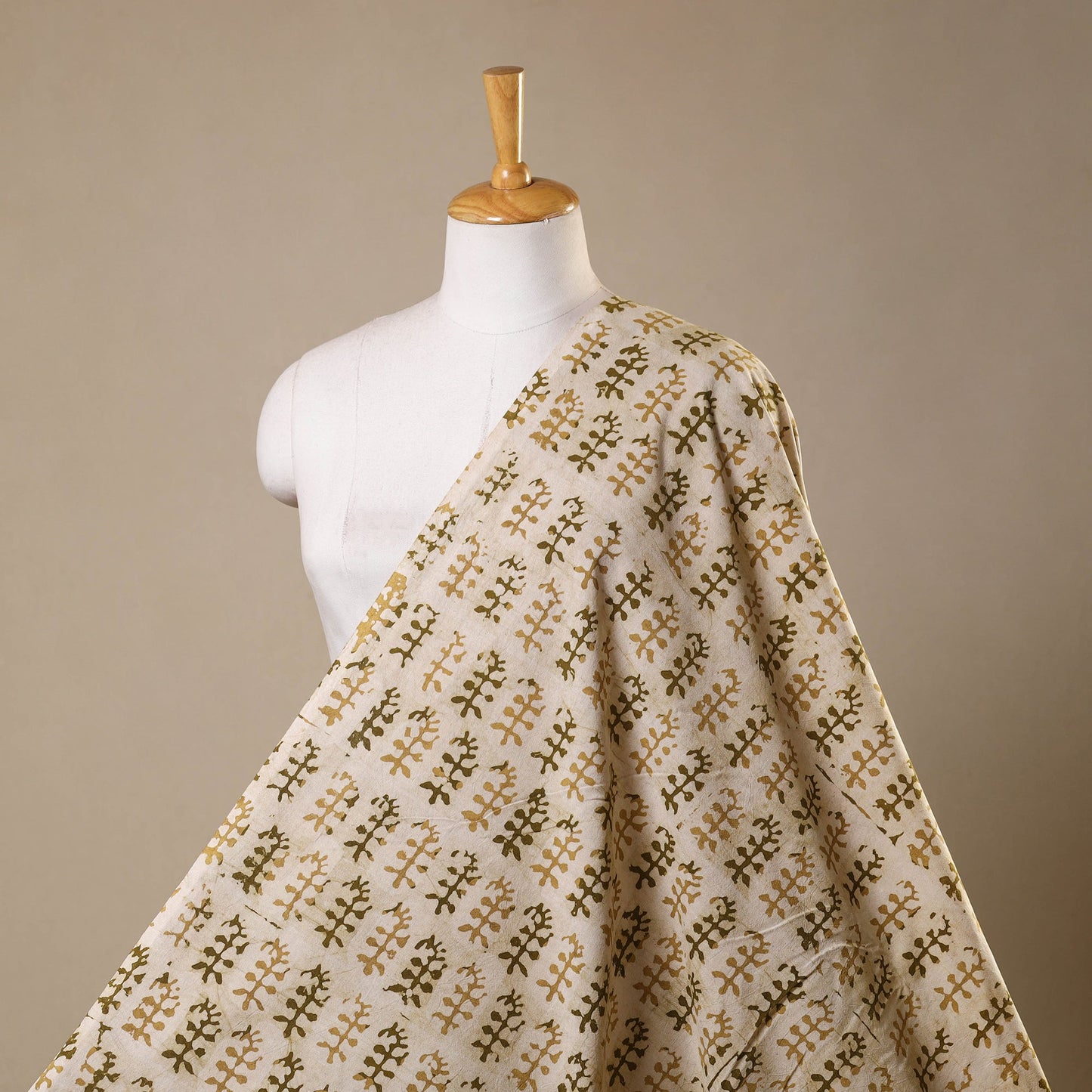 Beige - kutch batik cotton fabric 75 - handcrafted