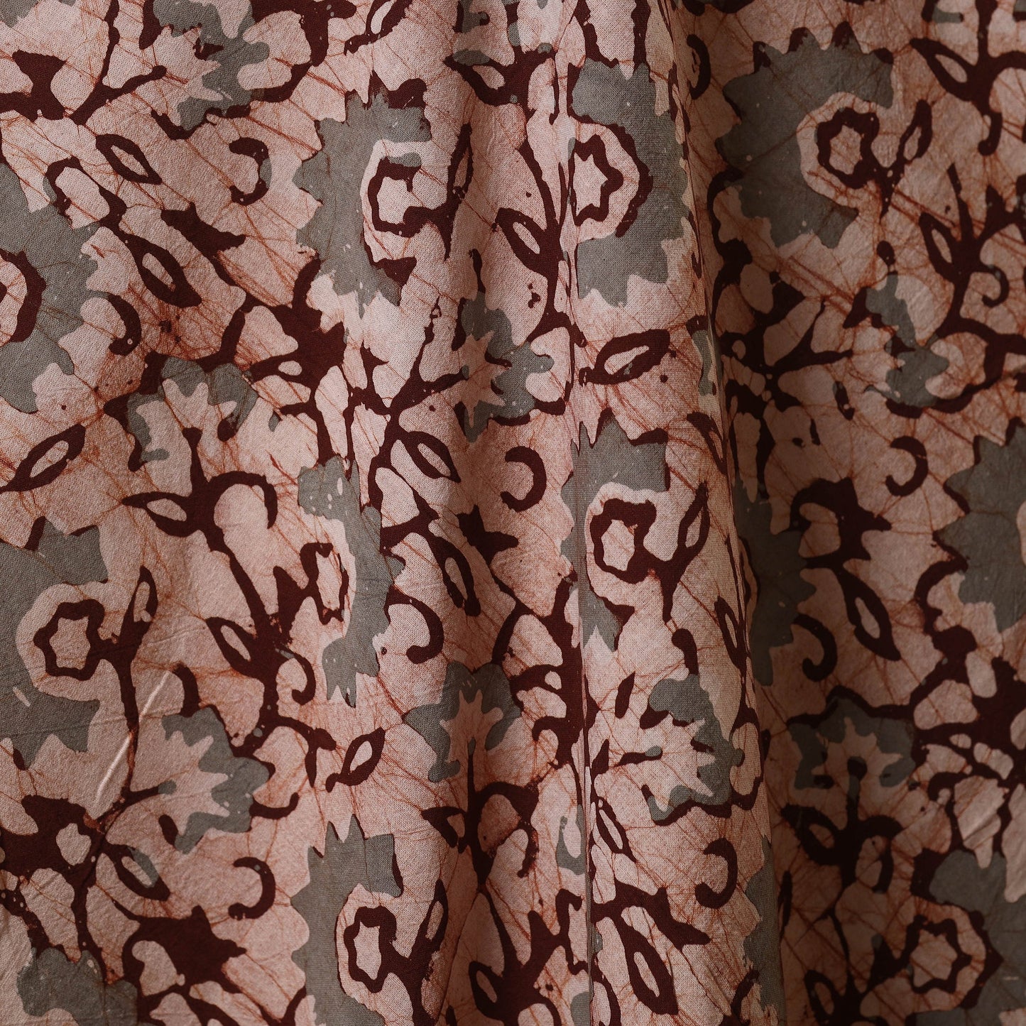 Beige - kutch batik cotton fabric 95 - handcrafted