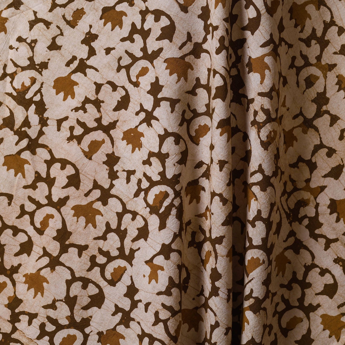 Beige - kutch batik cotton fabric 15 - handcrafted
