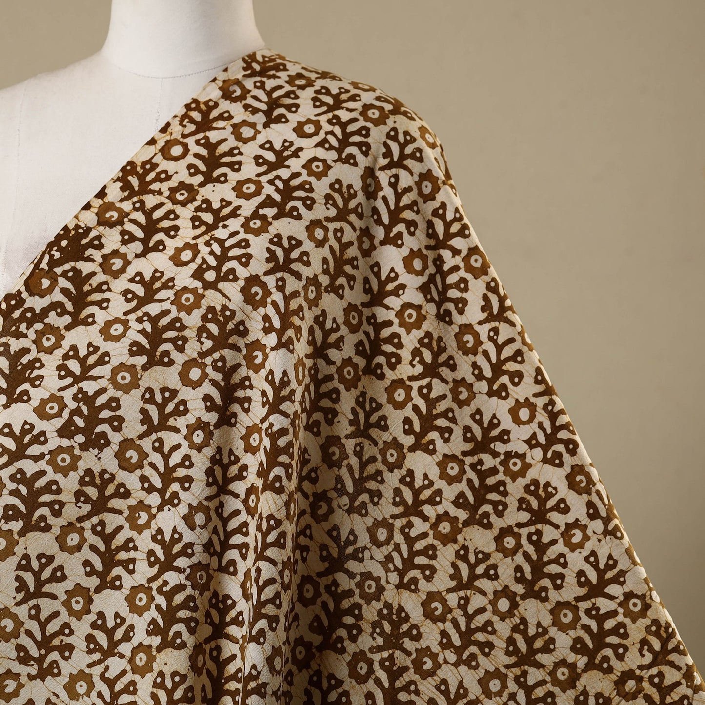 Beige - kutch batik cotton fabric 30 - handcrafted