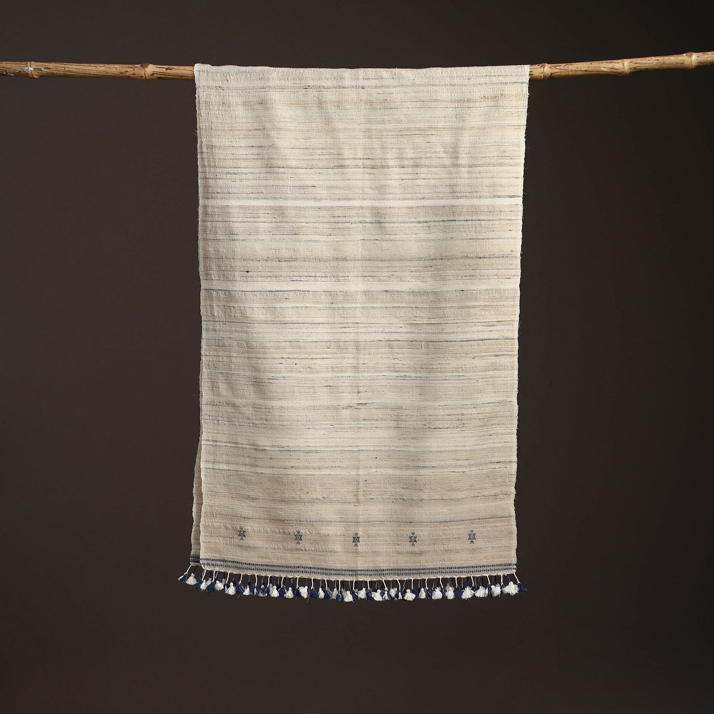 Kutch bhujodi handwoven merino wool x tussar silk stole 190