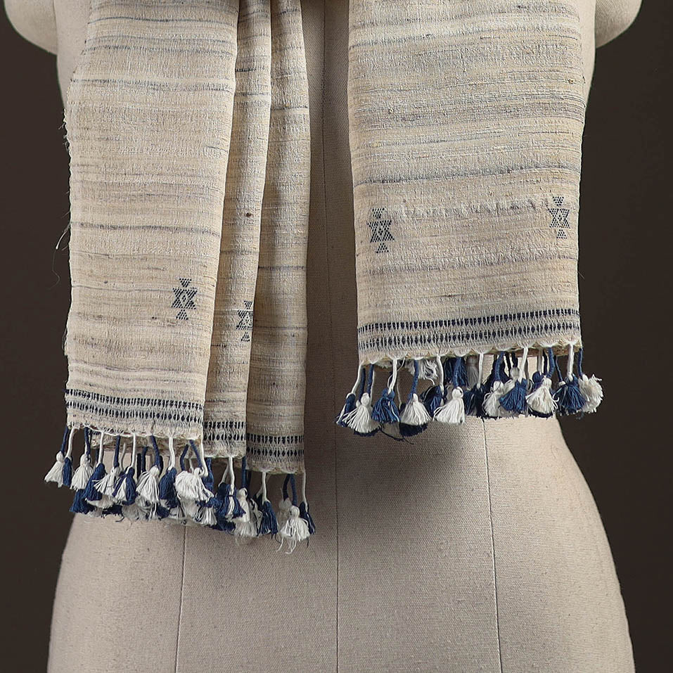 Kutch bhujodi handwoven merino wool x tussar silk stole 190