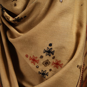 Kutch bhujodi handwoven mirror work acrylic wool shawl 32