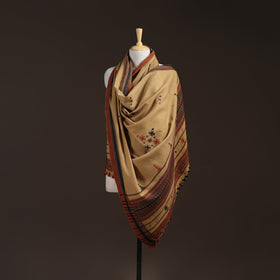 Kutch bhujodi handwoven mirror work acrylic wool shawl 32