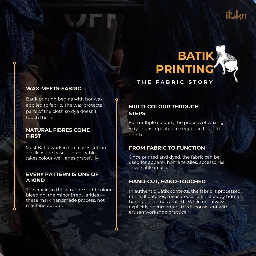 Beige - kutch hand batik cotton fabric 34 - handcrafted