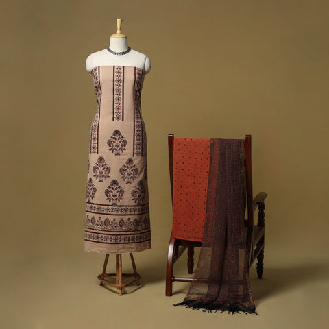 Kutch hand natural dyed 3pc unstitched dress material 07