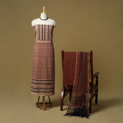 Kutch hand natural dyed 3pc unstitched dress material 14