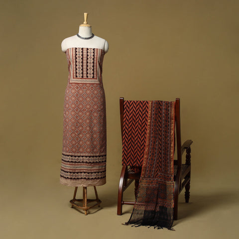 Kutch hand natural dyed 3pc unstitched dress material 14