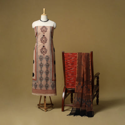 Kutch hand natural dyed 3pc unstitched dress material 15