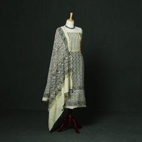 Kutch hand block ajrakh print natural dyed chanderi silk
