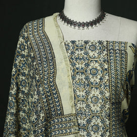 Kutch hand block ajrakh print natural dyed chanderi silk