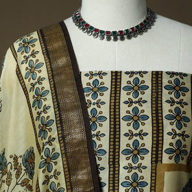 Kutch hand block ajrakh print natural dyed chanderi silk