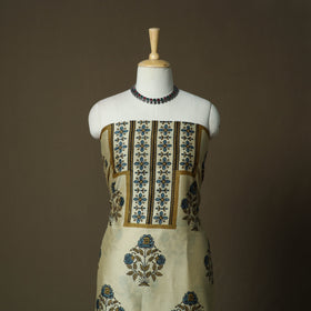 Kutch hand block ajrakh print natural dyed chanderi silk