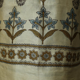Kutch hand block ajrakh print natural dyed chanderi silk