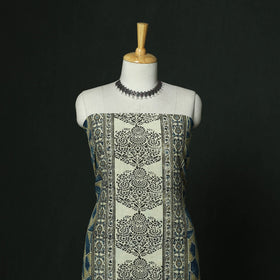 Kutch hand block ajrakh print natural dyed chanderi silk
