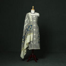 Kutch hand block ajrakh print natural dyed chanderi silk