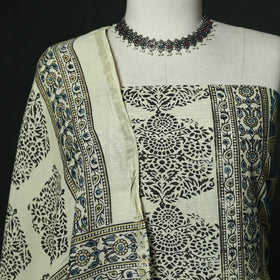 Kutch hand block ajrakh print natural dyed chanderi silk