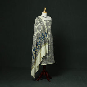 Kutch hand block ajrakh print natural dyed chanderi silk