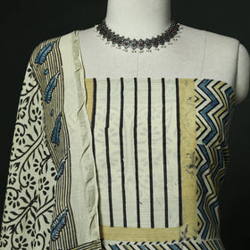 Kutch hand block ajrakh print natural dyed chanderi silk