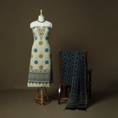 Kutch hand block ajrakh print natural dyed cotton 3pc