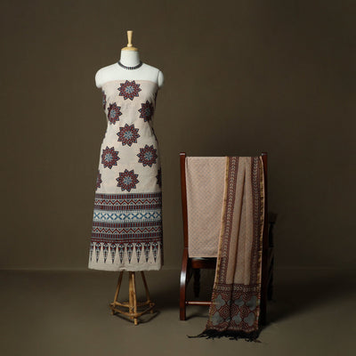 Kutch hand block ajrakh print natural dyed cotton 3pc