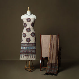 Kutch hand block ajrakh print natural dyed cotton 3pc