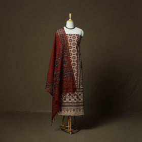 Kutch hand block ajrakh print natural dyed cotton 3pc