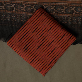 Kutch hand block ajrakh print natural dyed cotton 3pc