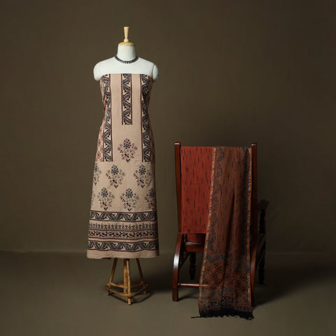 Kutch hand block ajrakh print natural dyed cotton 3pc