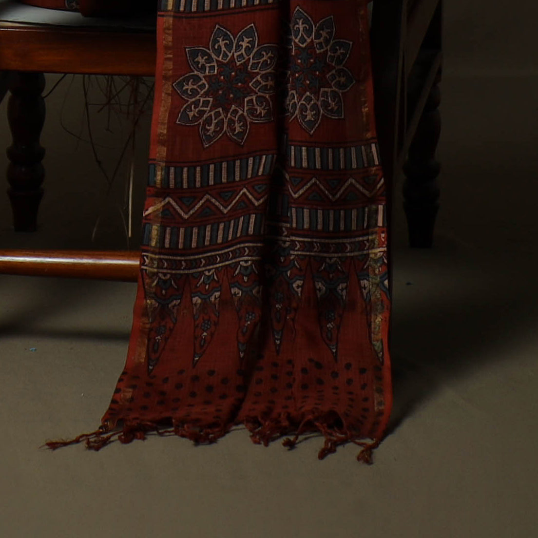 Kutch hand block ajrakh print natural dyed cotton 3pc