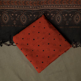 Kutch hand block ajrakh print natural dyed cotton 3pc