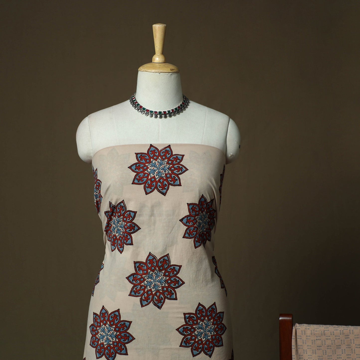 Kutch hand block ajrakh print natural dyed cotton 3pc