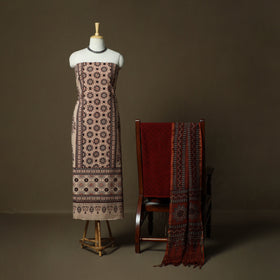 Kutch hand block ajrakh print natural dyed cotton 3pc