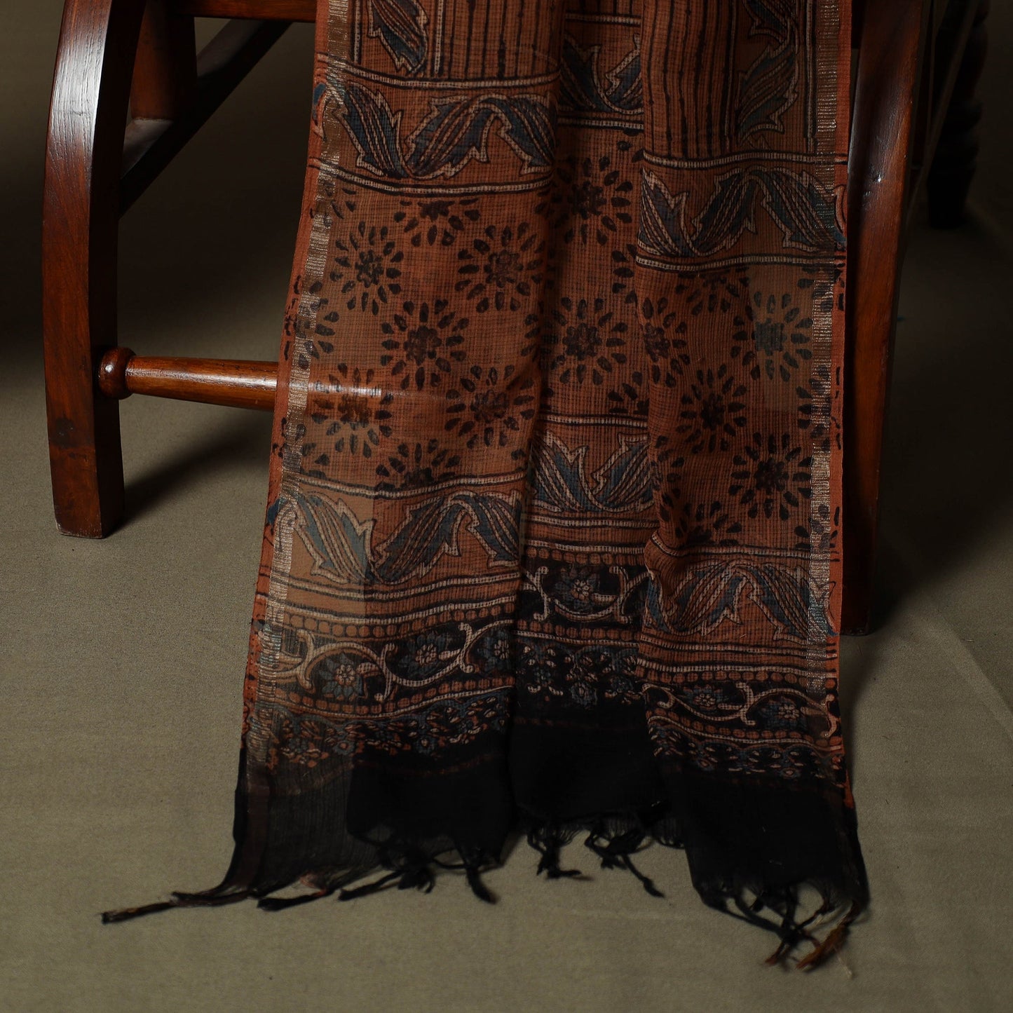 Kutch hand block ajrakh print natural dyed cotton 3pc