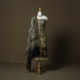 Kutch hand block ajrakh print natural dyed linen 2pc