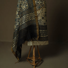 Kutch hand block ajrakh print natural dyed linen 2pc