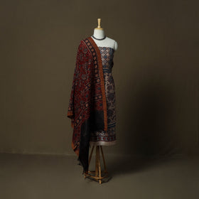 Kutch hand block ajrakh print natural dyed linen 2pc