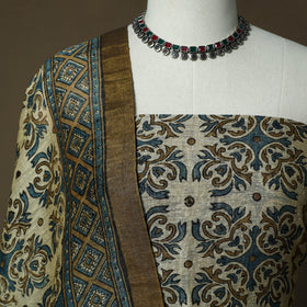 Kutch hand block ajrakh print natural dyed linen 2pc