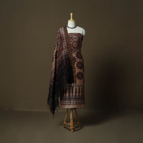 Kutch hand block ajrakh print natural dyed linen 2pc