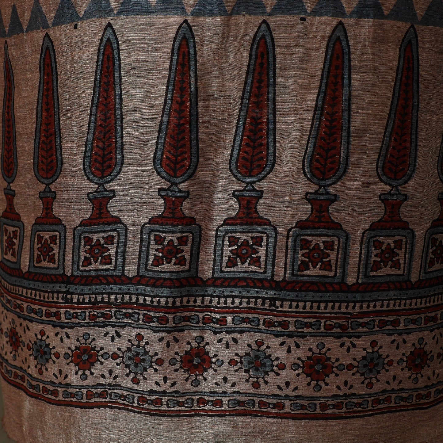 Kutch hand block ajrakh print natural dyed linen 2pc