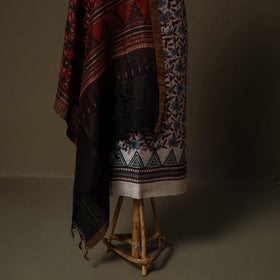 Kutch hand block ajrakh print natural dyed linen 2pc