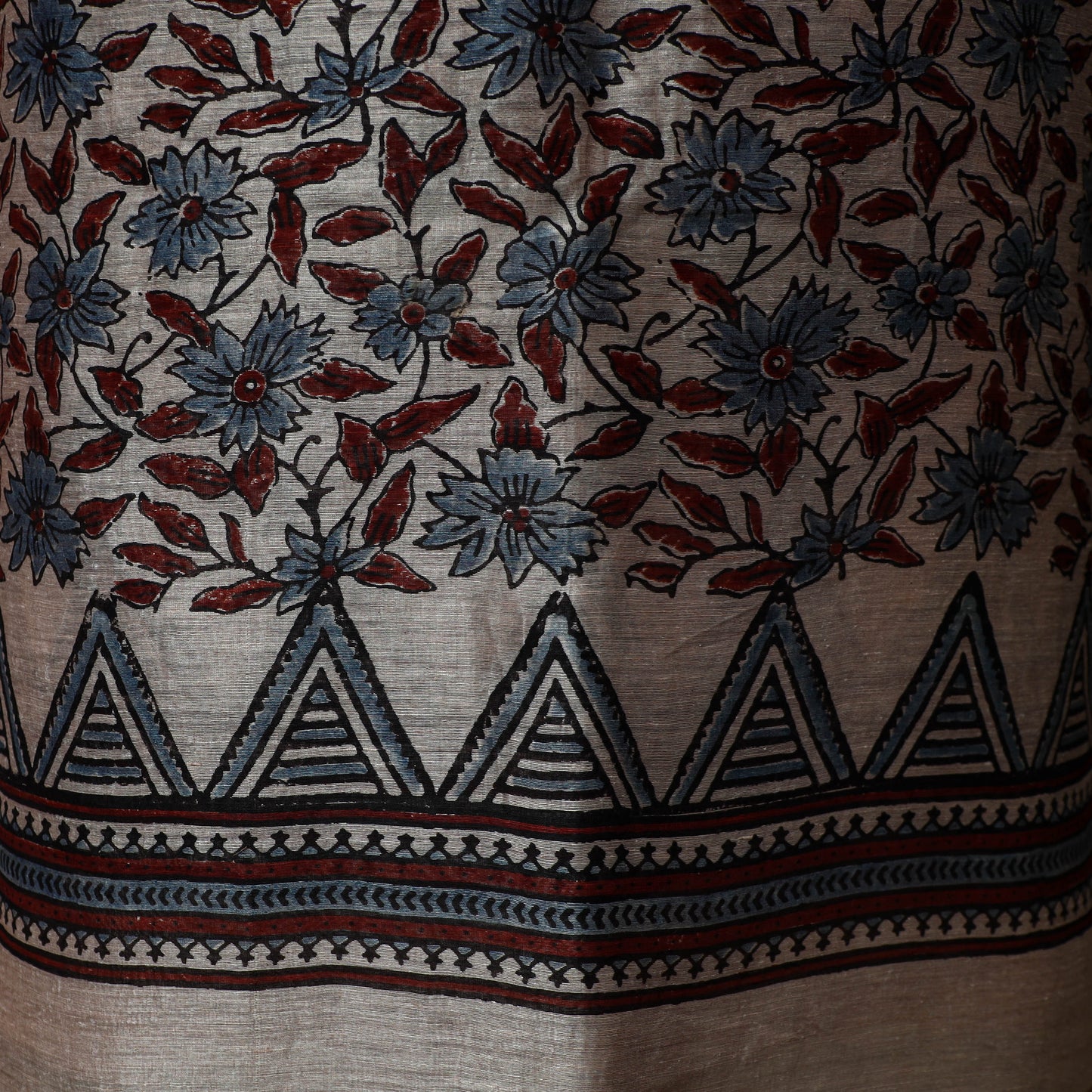 Kutch hand block ajrakh print natural dyed linen 2pc