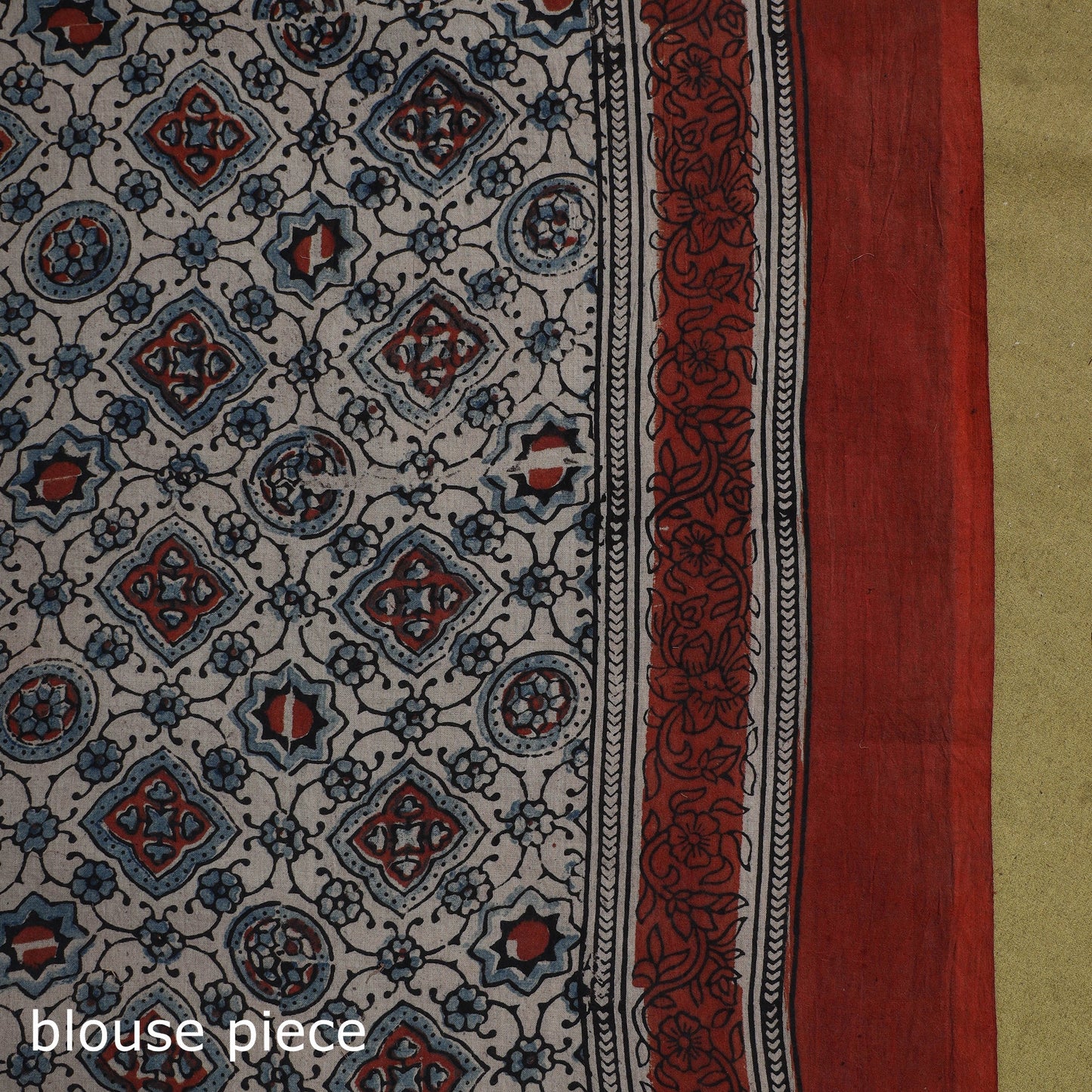 Kutch hand block print natural dyed pure mul cotton ajrakh
