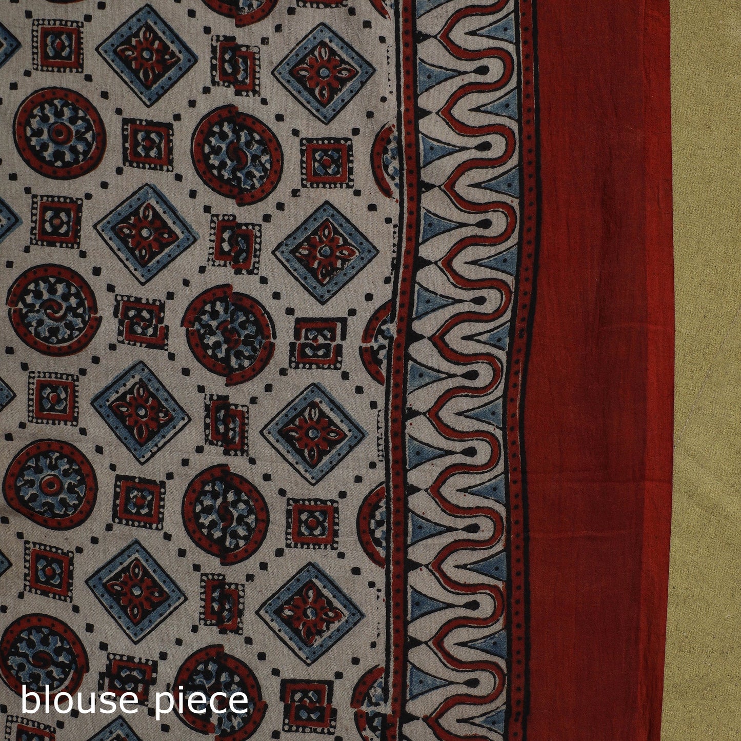 Kutch hand block print natural dyed pure mul cotton ajrakh