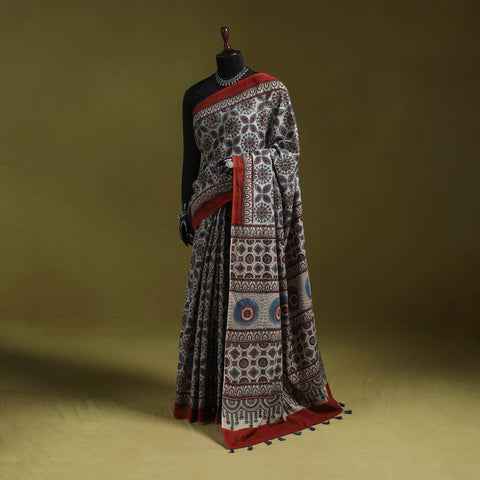 Kutch hand block print natural dyed pure mul cotton ajrakh