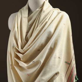 Beige - kutch bhujodi handwoven merino wool shawl 18