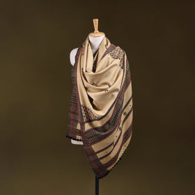 Beige - kutch bhujodi handwoven mirror work acrylic wool