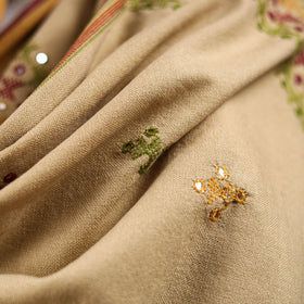 Beige - kutch bhujodi handwoven mirror work acrylic wool