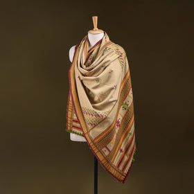 Beige - kutch bhujodi handwoven mirror work acrylic wool